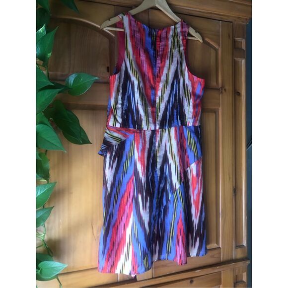 Nanette Lepore Go Getter Ruffled Ikat Silk Dress Size 12 - Picture 9 of 13